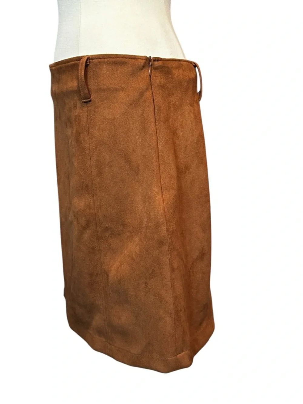 Haute Monde - Tan Brown A-Line Faux Suede Skirt sz L
